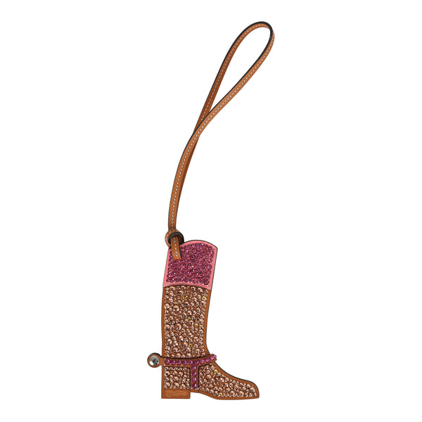Custom Brown Swarovski Crystal Hermes Paddock Boot Bag Charm