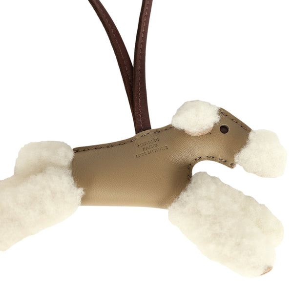 Hermes Budy Charm Terre and Beige Marfa Milo Lambskin and Ecru
