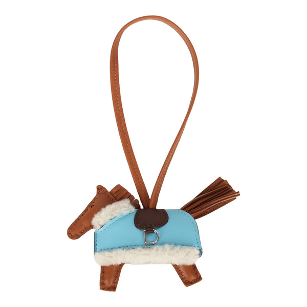 HERMES コロゾ　 ゴールド 馬と騎手 チャーム Hermes Rodeo Robeo Plush Charm PM Gold, Celeste, Terre Milo Lambskin a
