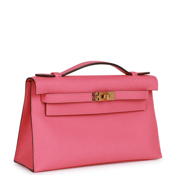 A ROSE TYRIEN EPSOM LEATHER KELLY POCHETTE WITH GOLD HARDWARE, HERMÈS, 2013