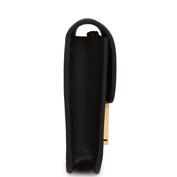 Hermes Constance Slim Wallet Shiny Black Alligator Gold Hardware – Madison  Avenue Couture