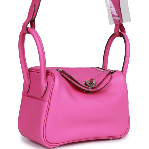 Hermes Lindy Mini, Mauve Sylvestre Pink Swift Leather with Palladium  Hardware, New in Box WA001