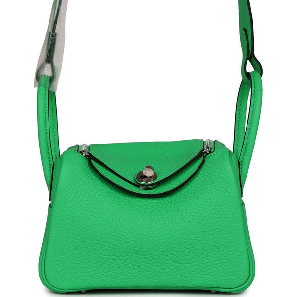 HERMES Taurillon Clemence Mini Lindy 20 Vert Comics 1280109