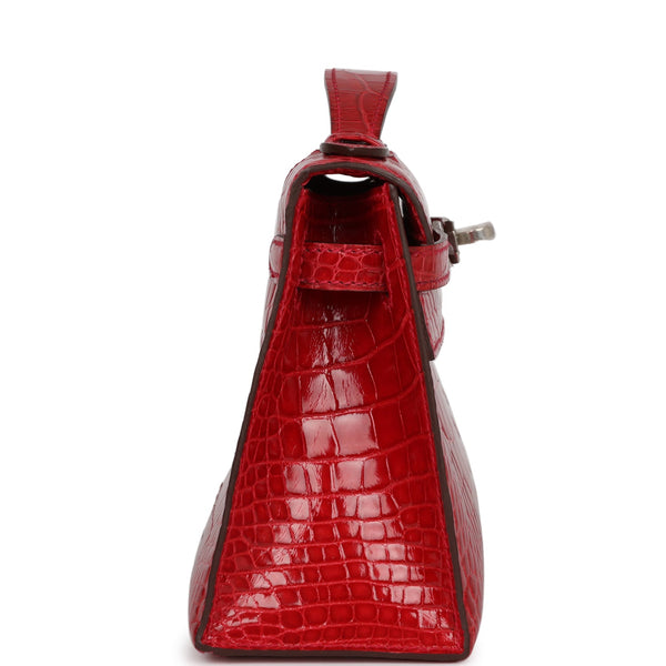 Hermes Mini Kelly Pochette 22cm Bag Shiny Crocodile Skin Palladium  Hardware, Rose Scheherazade J5 - SYMode Vip