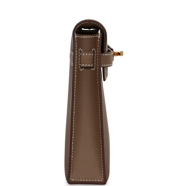 Hermes Kelly Elan bag Sellier Etoupe grey Madame leather Gold hardware
