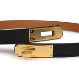 Hermes Kelly Pocket 18 Belt Black Epsom Gold Hardware