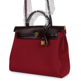 Hermes Herbag Zip 31 PM Rubis Toile and Rouge Sellier Vache Hunter Gold Hardware