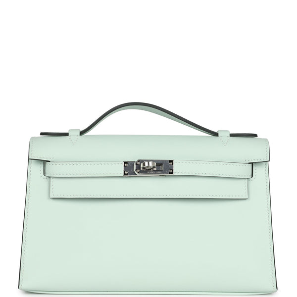 Hermes Kelly Pochette Vert Peppermint Swift Palladium Hardware