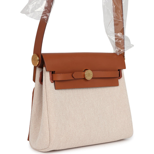 HERMES herbag 39 Ecru Beige Fauve H084623CKAB