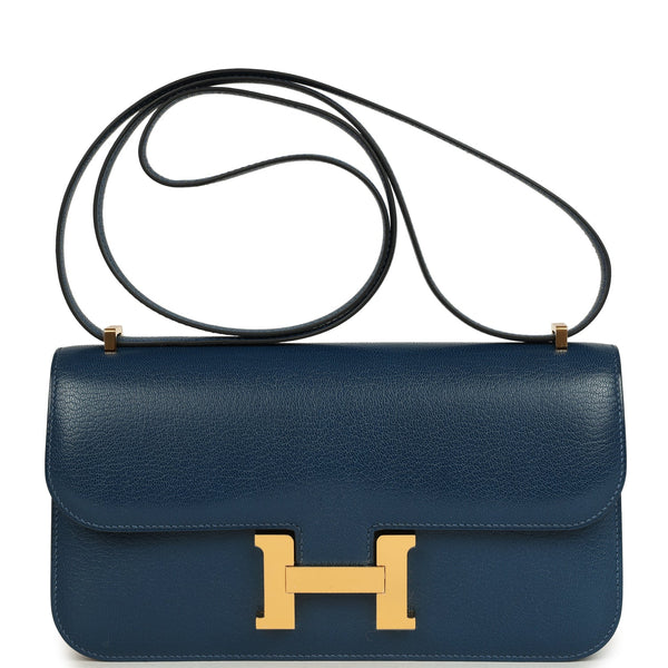 Hermes Constance Elan Deep Blue Chevre Chamkila Gold Hardware