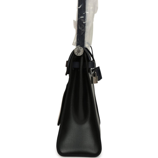 Hermes Herbag Zip PM 31 Black Toile H Berline and Bleu Indigo
