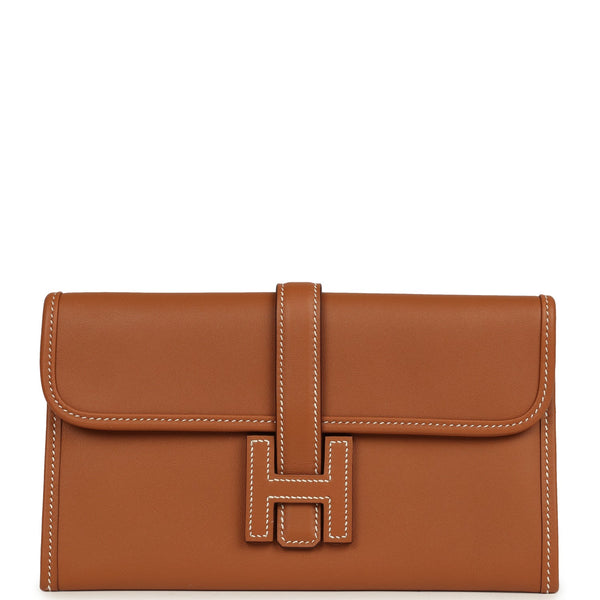 Hermes Jige Duo Clutch Gold Swift Palladium Hardware – New & Authentic