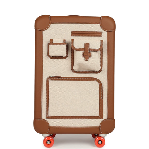 Hermes R.M.S. Cabine Cargo Suitcase Ecru & Beige Toile H and Fauve Reg