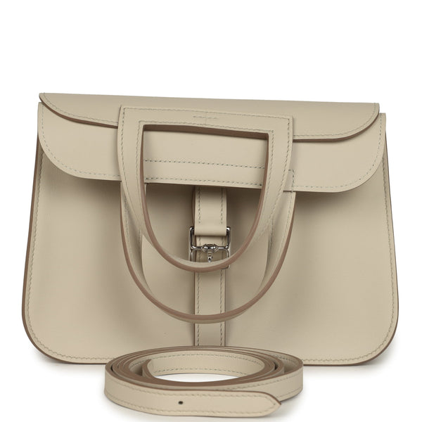 Hermes Mini Halzan Craie Swift Palladium Hardware
