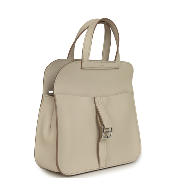Hermes Mini Halzan Craie Swift Palladium Hardware
