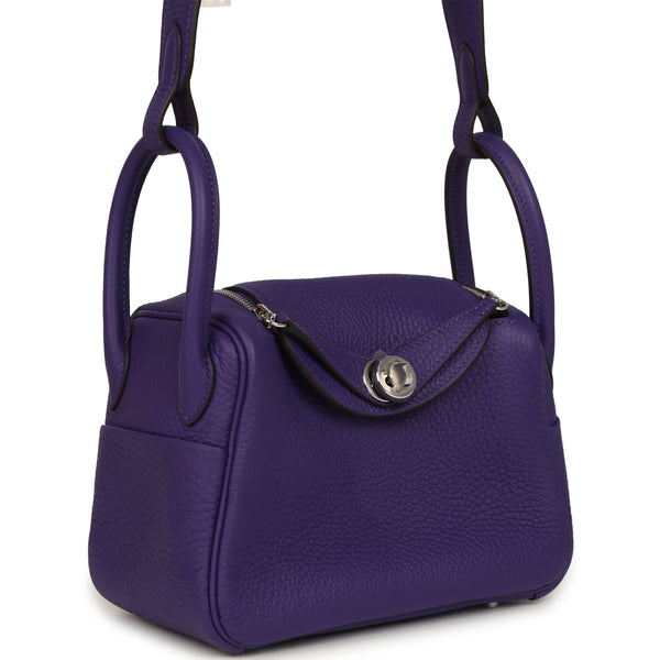 Hermes Mini Lindy II Purple Clemence Palladium Hardware