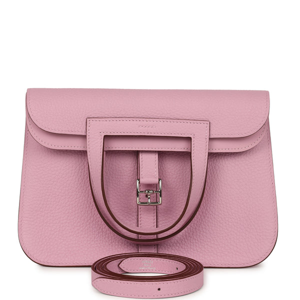Hermes Halzan 25 Mauve Sylvestre Clemence Palladium Hardware