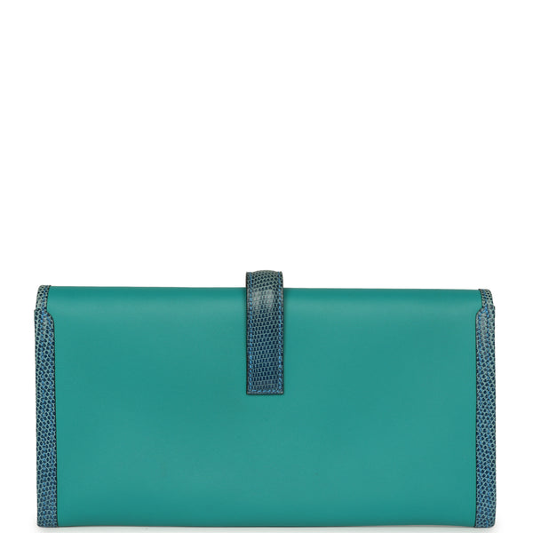 Pre-owned Hermes Jige Elan 29 Bleu Paon Swift, Mykonos Varanus Nilotic