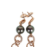 Hermes Tassel Earrings Chaine d'Ancre Black Pearl and Diamond Gold Hardware