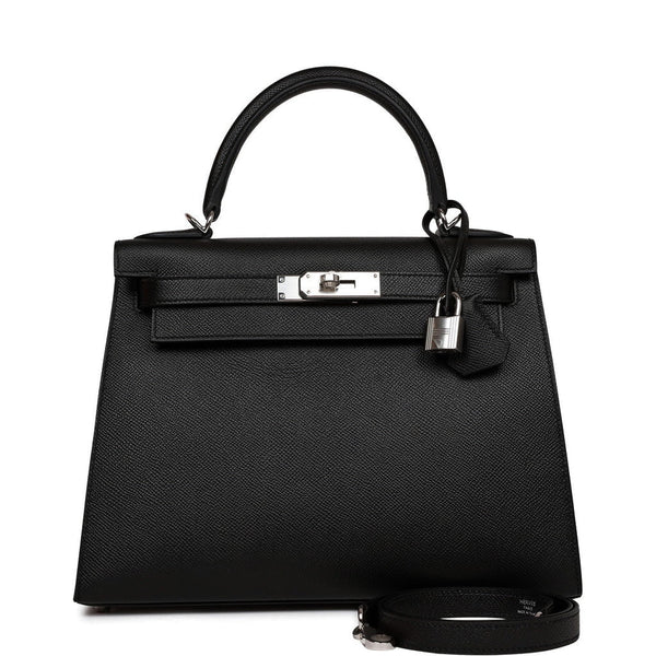 Hermes Kelly 28cm Black Gris Perle Epsom Sellier Shoulder Bag D Stamp, -  Chicjoy