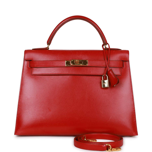 Hermes Rouge H & Vif Kelly 32 Sellier Bag