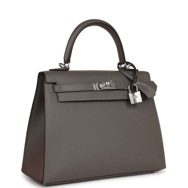 Hermes Kelly 25 Gris Meyer Epsom Sellier Palladium Hardware