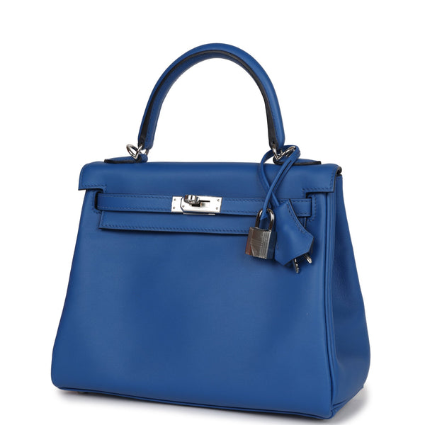 Hermès Kelly 25 In Bleu France Swift Leather With Palladium Hardware in Blue