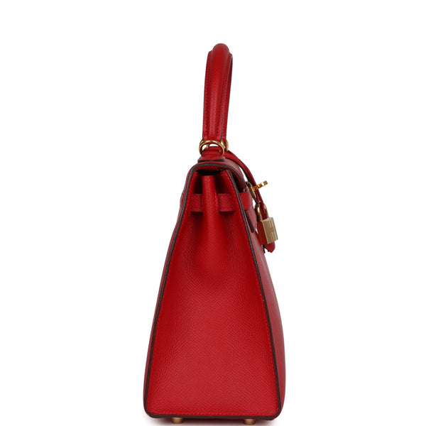 Hermès 35cm Rouge Casaque & Cobalt Epsom Leather Retourne Kelly