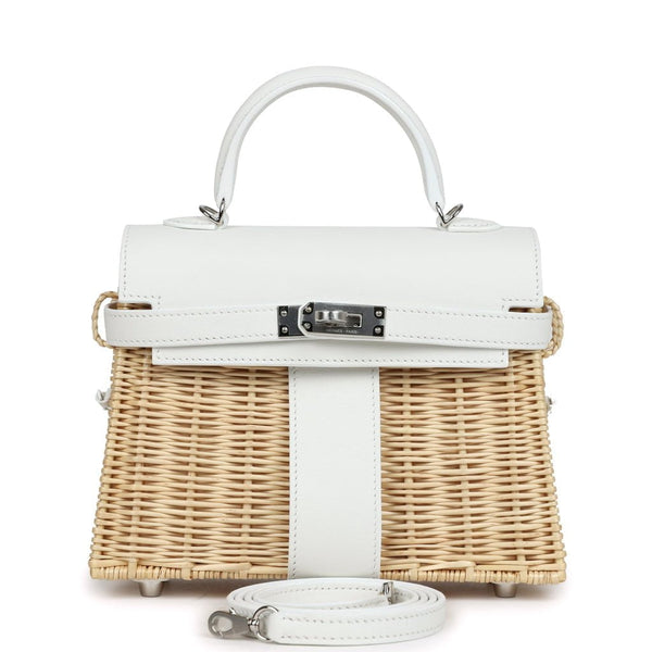 Hermes Mini Picnic Kelly 20 White Swift Palladium Hardware