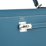 Hermes Kelly Sellier 25 Blue Jean Epsom Palladium Hardware
