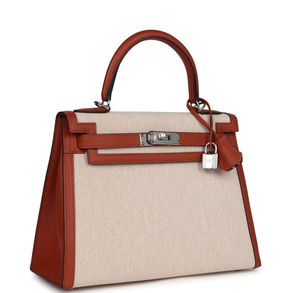 Hermes Kelly Sellier 28 Verso Cuivre Swift/Ecru-Beige & Cuivre