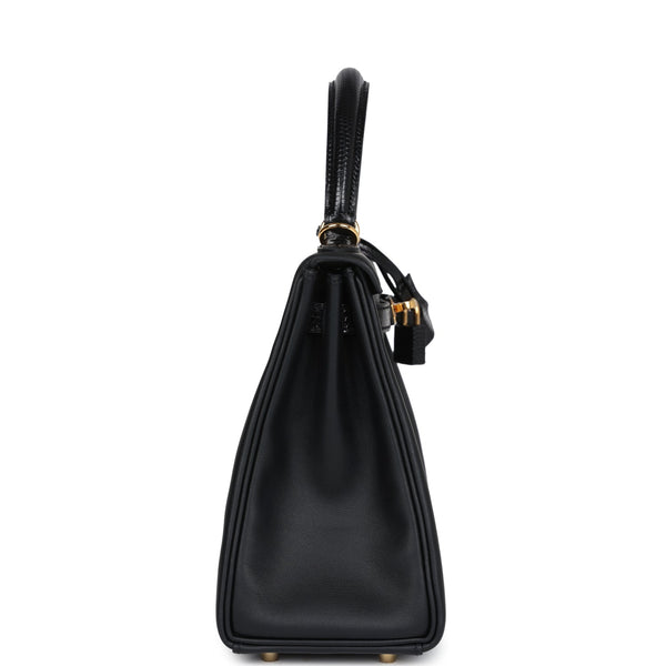再値下げ‼️HERMES フレッシュ　黒　37.5 Hermes Kelly Retourne 25 Black Swift and Varanus Niloticus Lizard Touc