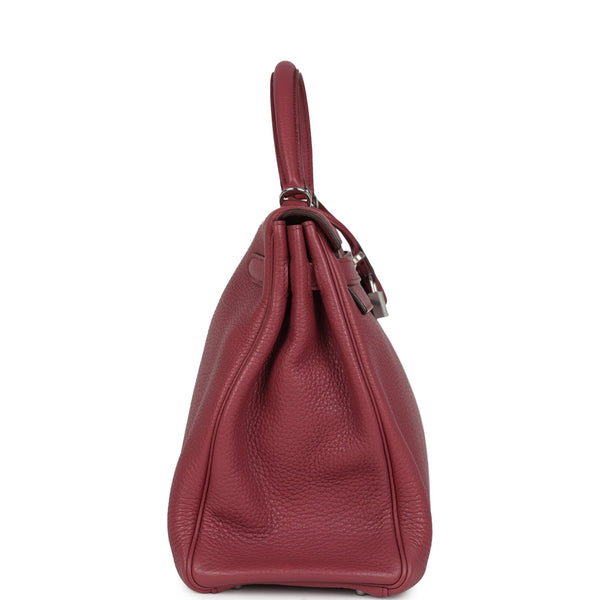 Pre-owned Hermes Retourne Kelly 35 Bois De Rose Clemence Palladium Har