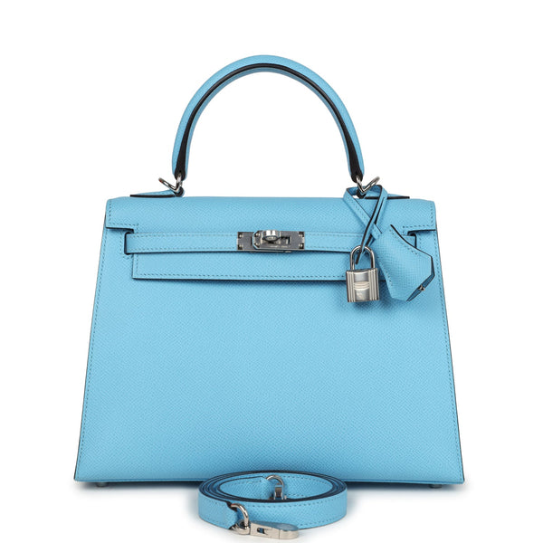 Hermes Kelly Sellier 25 Celeste Epsom Palladium Hardware - Image 2