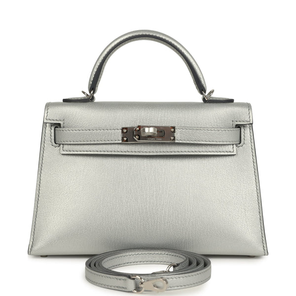 【美品】HERMES エルメス レガート シルバー Hermes Kelly Sellier 20 Argent Chevre Chamkilight Palladium Hardware