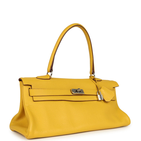 希少 HERMES エルメス レザー カフバングル イエロー ヴィンテージ Vintage Hermes Shoulder Kelly JPG 42 Soleil Clemence Palladium Hardwar