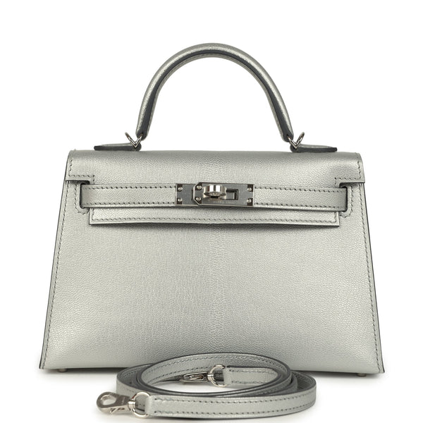 Hermes Kelly Sellier 20 Argent Chevre Chamkilight Palladium Hardware