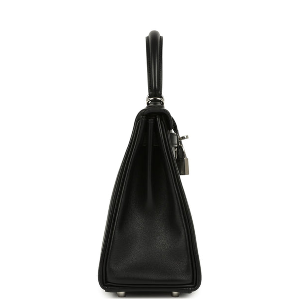 Hermes Kelly Retourne 25 Black Cheri Palladium Hardware