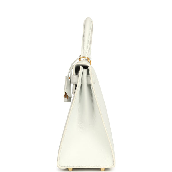 Pre-owned Hermes Special Order (HSS) Kelly Sellier 28 White Epsom Brus