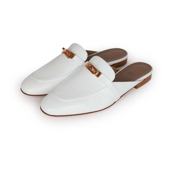 Hermes oz ホワイト Hermes Oz Mule White Calfskin Rose Gold Hardware 40.5