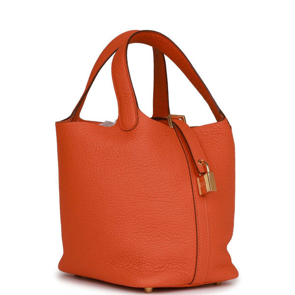 Hermes Picotin Lock 18 Orange Clemence Palladium Hardware – Madison Avenue  Couture