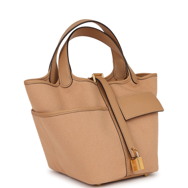 Hermès Picotin Cargo 18 In Chai Toile Goeland And Swift With Gold