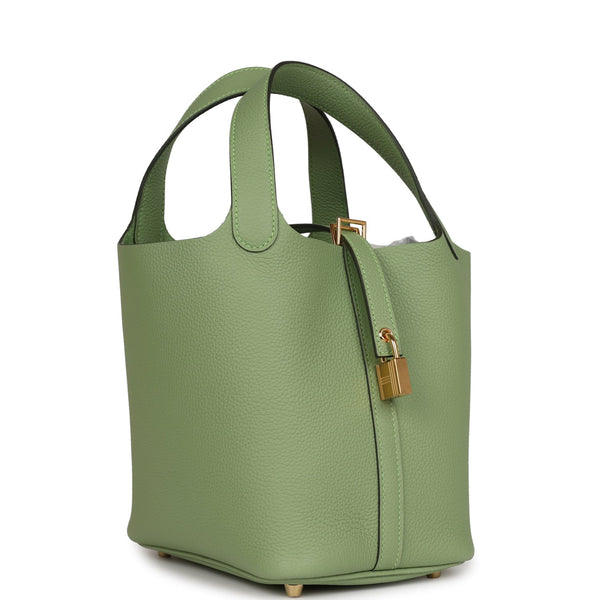 HERMÈS Picotin PM handbag in Vert Criquet Clemence leather with Gold  hardware-Ginza Xiaoma – Authentic Hermès Boutique