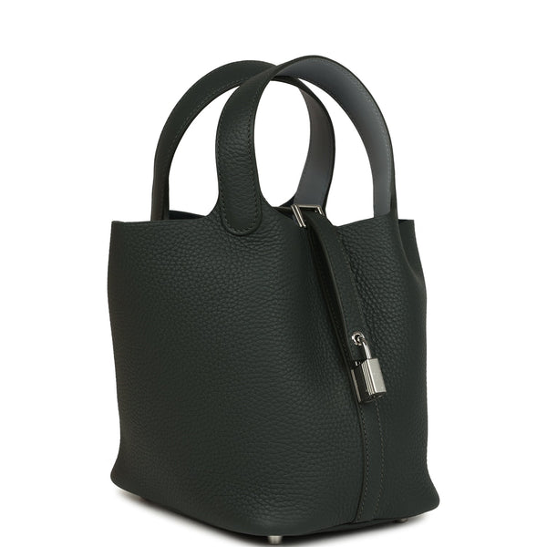 Hermes Picotin Lock 18 Eclat Vert Mangrove Clemence and Gris Pantin Sw