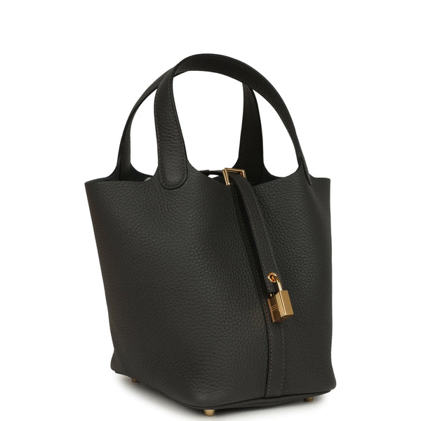 Hermes Picotin Lock 18 Dark Bronze Clemence Gold Hardware