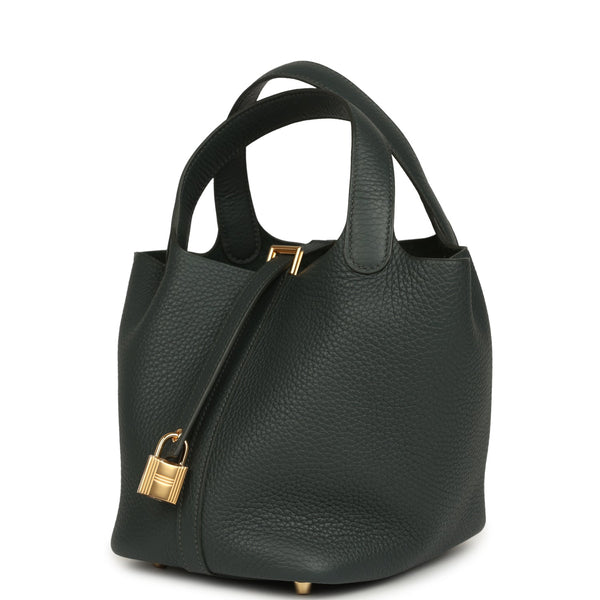 【LOVE　&　v(´▽｀*)】新品HERMES 18番 Hermès Picotin 18 Clemence Black Gold Hardware