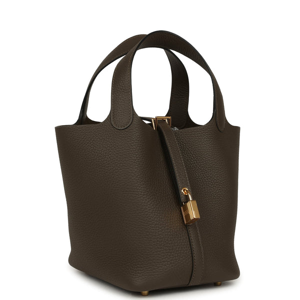 HERMES エルミー　美品♡♡♡ Hermes Picotin Lock 18 Vert Loden Clemence Gold Hardware