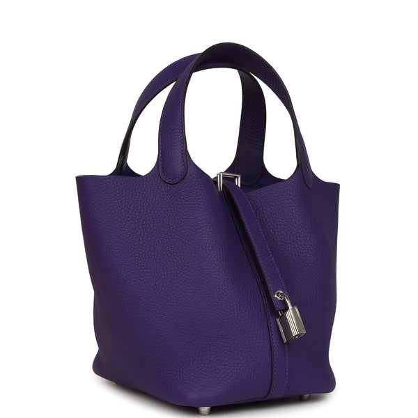 Hermes Picotin Lock 18 Purple Clemence Palladium Hardware