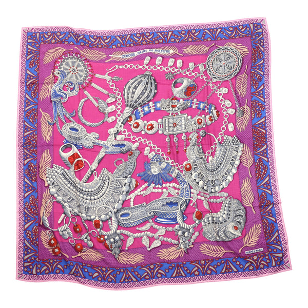 Hermes “Zenobie Reine De Palmyre” Fuchsia/Gris Acier/Violet Silk & Cas
