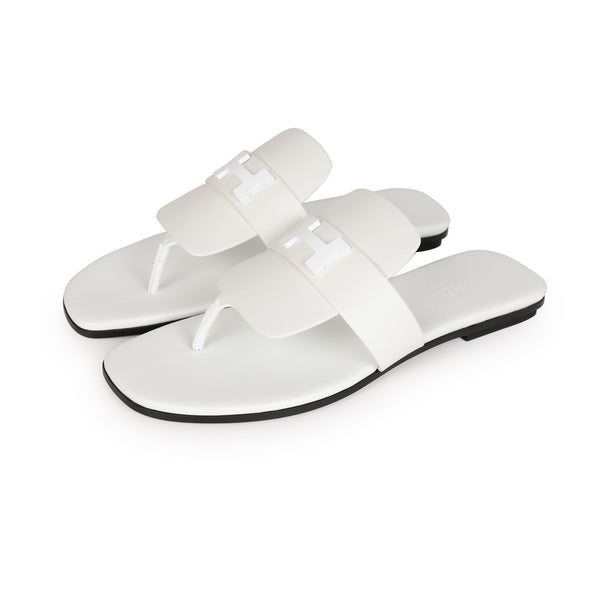 Hermes white flat clearance sandals